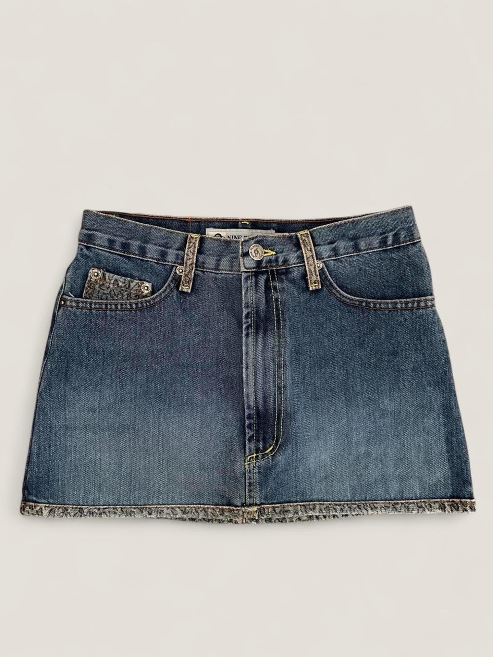 Vintage y2k Nine Planet Low Rise Denim Mini Skirt
